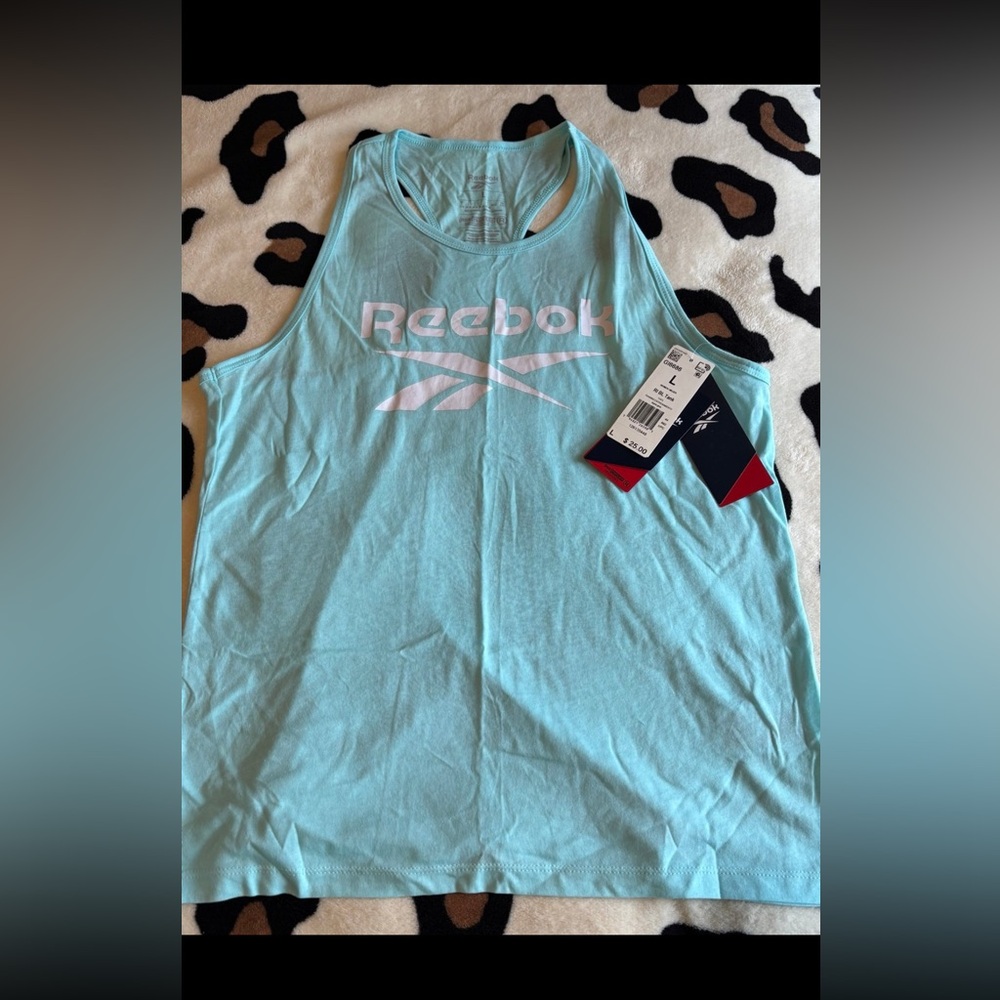 Reebok women’s size large athletic Tank Top in digital glow blue, BNWT